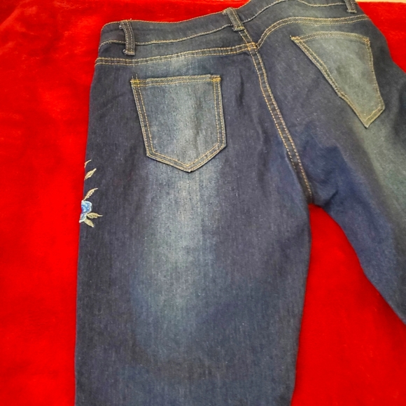 🛑NWOT Loasoklf Skinny Navy Floral Jeans XL - Picture 2 of 10